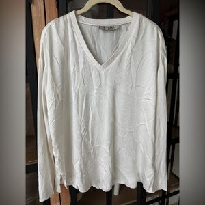 Vintage 90s washable silk blouse top by GoSilk Vneck ribbed long sleeve